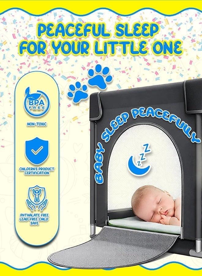 Eoptify Playpen for Babies and Toddlers - Large Indoor/Outdoor Safety Play Yard with Gate, 150 x 180 cm - Foldable Kids Play Area Activity Center with Colorful Balls - Image 4